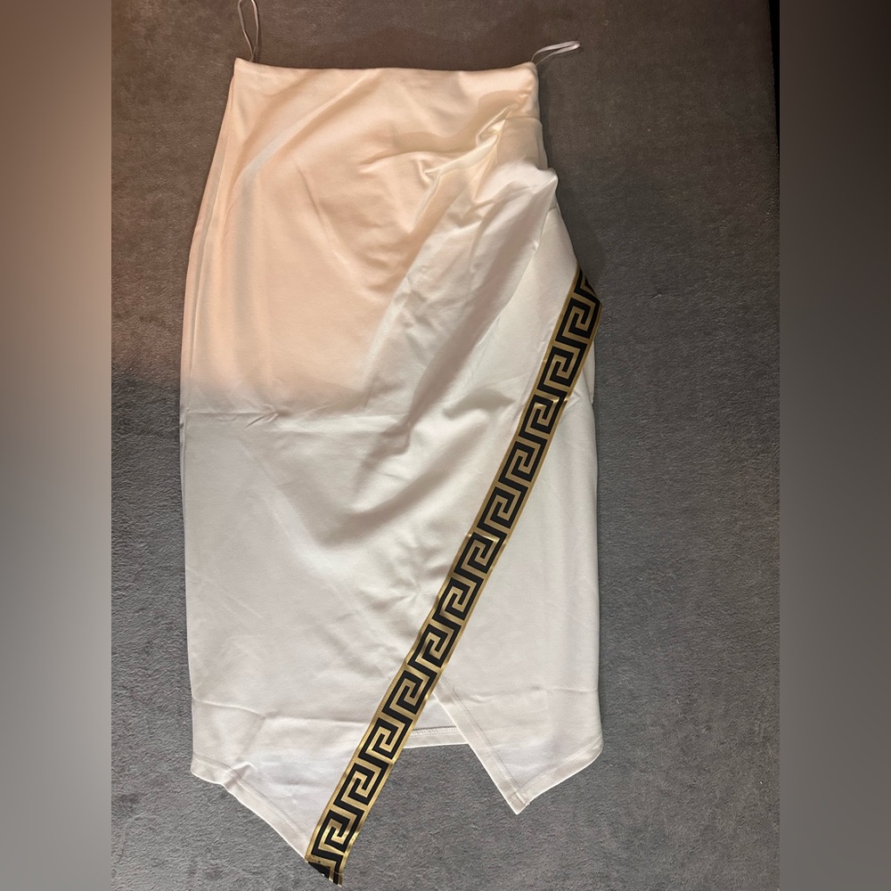White Skirt with Greek Key Trim